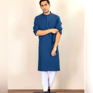 New mens formal dark navy blue embroidered kurta